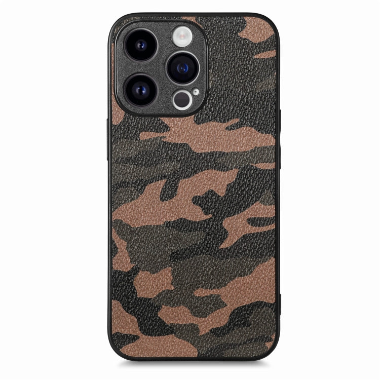 For iPhone 15 Pro Max Retro Camouflage Leather Back Phone Case(Brown) - HoMEdemic™ 