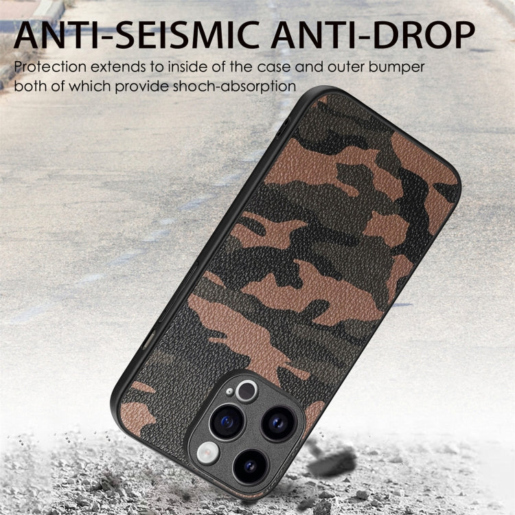 For iPhone 15 Pro Max Retro Camouflage Leather Back Phone Case(Brown) - HoMEdemic™ 
