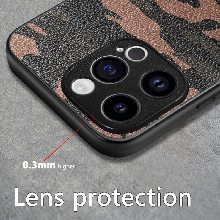 For iPhone 15 Pro Max Retro Camouflage Leather Back Phone Case(Brown) - HoMEdemic™ 