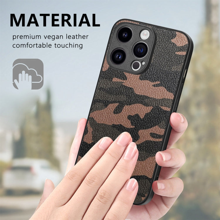 For iPhone 15 Pro Max Retro Camouflage Leather Back Phone Case(Brown) - HoMEdemic™ 