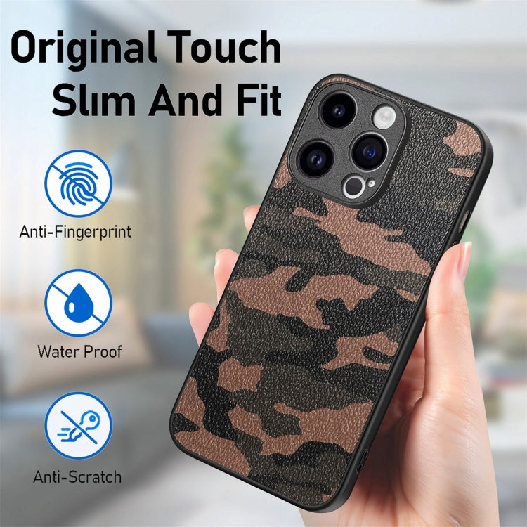 For iPhone 15 Pro Max Retro Camouflage Leather Back Phone Case(Brown) - HoMEdemic™ 