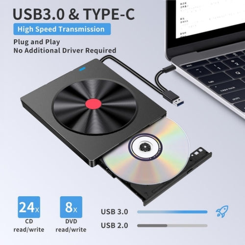 052 USB + Type-C DVD Burner Readable SD / TF Card DVD-RW Recorder PC External Optical Drive - HoMEdemic™ 