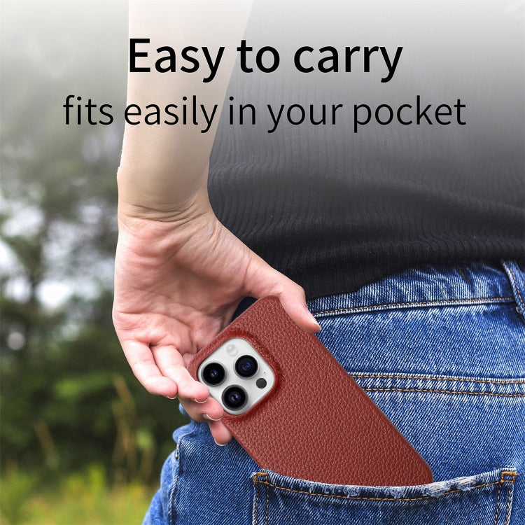 For iPhone 15 Pro Max Litchi Oil Edge Leather Back Phone Case(Red) - HoMEdemic™ 