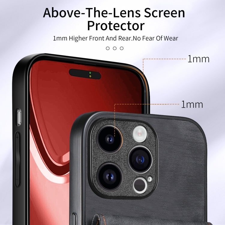 For iPhone 15 Pro Max Retro Card Wallet Fold Leather Phone Case with Strap(Black) - HoMEdemic™ 