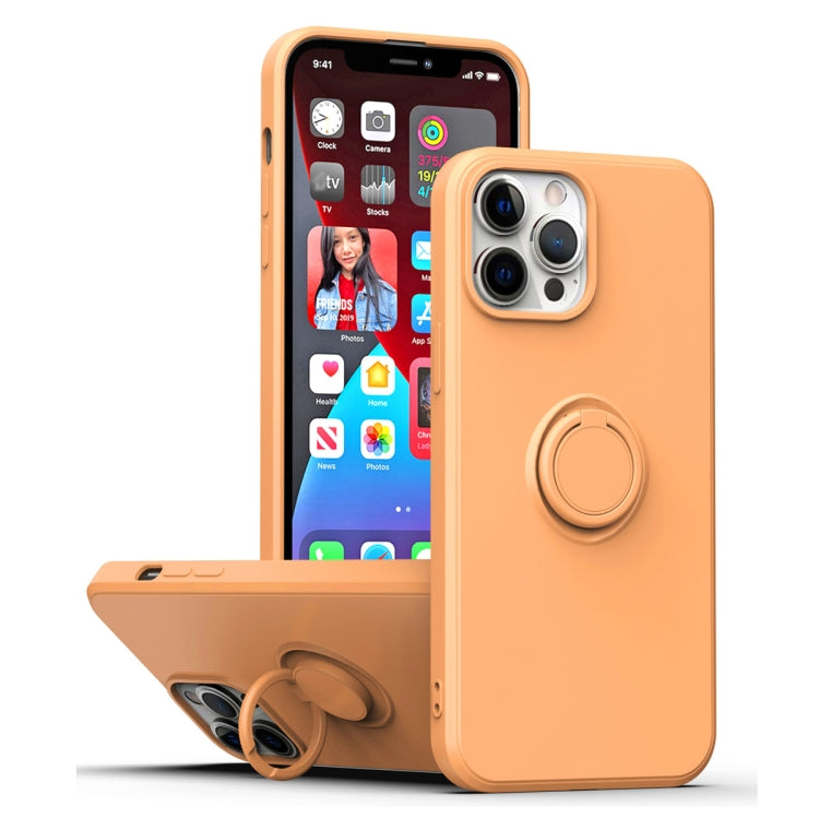 For iPhone 15 Pro Max Ring Kickstand Silicone Phone Case(Orange) - HoMEdemic™ 