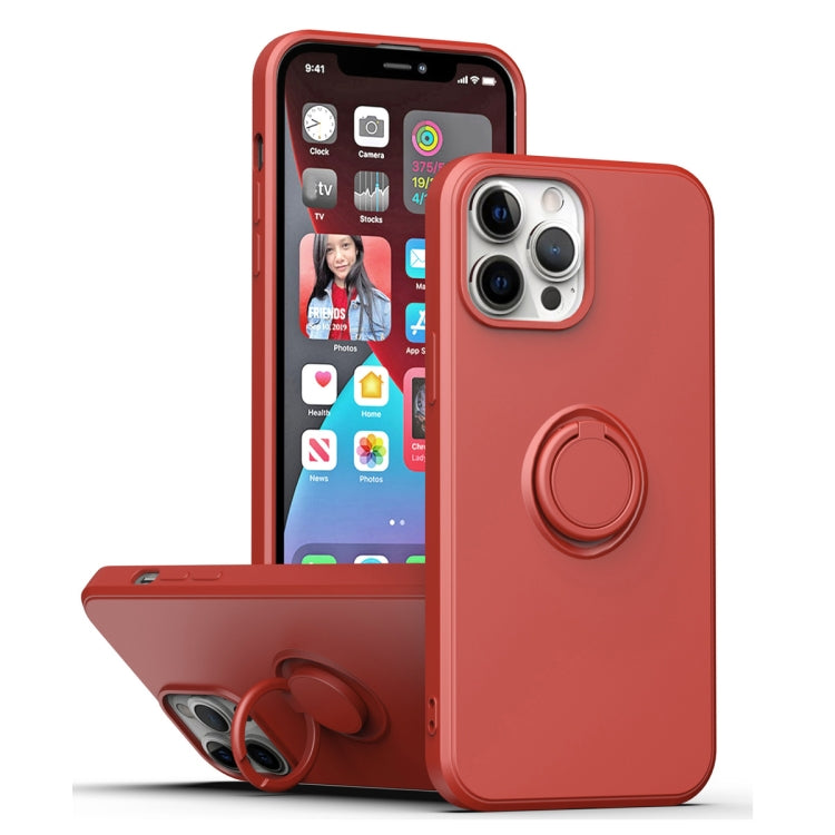 For iPhone 15 Pro Max Ring Kickstand Silicone Phone Case(Hawthorn Red) - HoMEdemic™ 