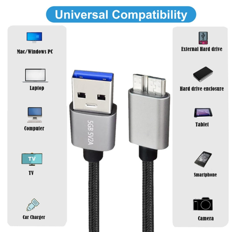 JUNSUNMAY USB 3.0 Male to Micro-B Cord Cable Compatible with Samsung Camera Hard Drive, Length:2m - HoMEdemic™ 