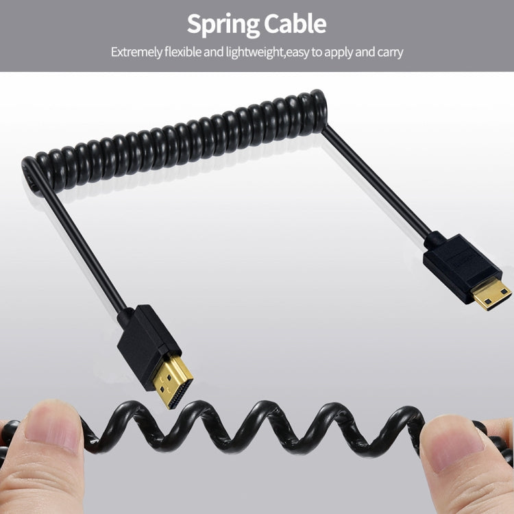 JUNSUNMAY 4K 60Hz Mini HDMI Male to HDMI 2.0V Male Spring Cable, Length:1.2m(Up) - HoMEdemic™ 