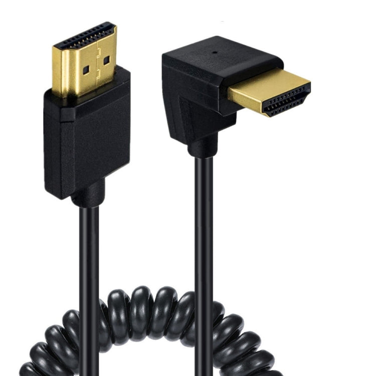 JUNSUNMAY 4K 60Hz HDMI Male to Male HDMI 2.0V Elbow Head Spring Cable, Length:1.2m(Down) - HoMEdemic™ 