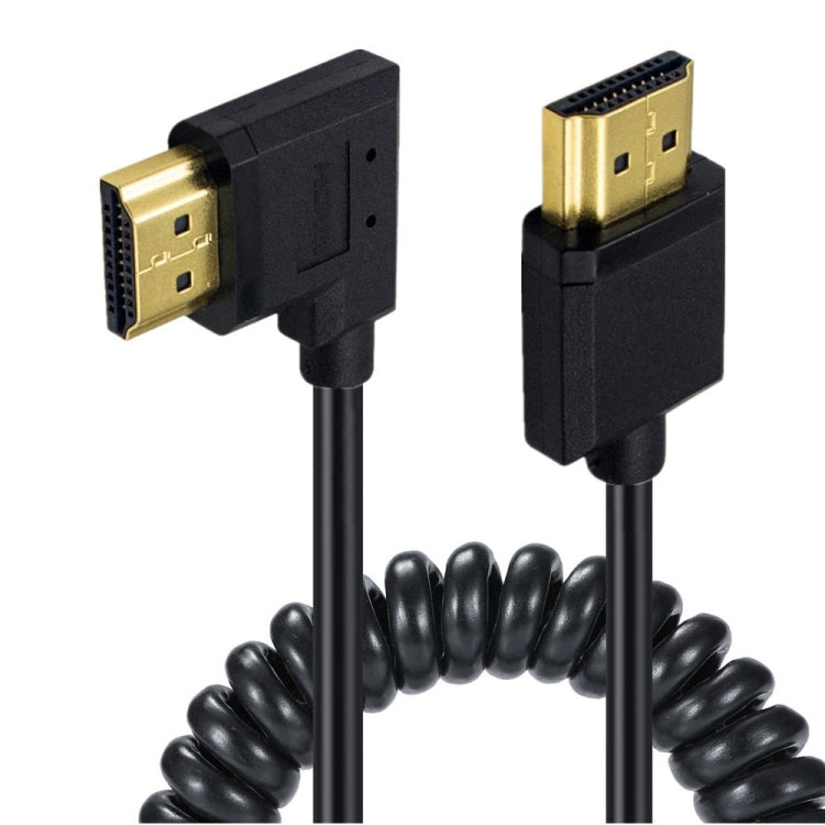 JUNSUNMAY 4K 60Hz HDMI Male to Male HDMI 2.0V Elbow Head Spring Cable, Length:1.2m(Left) - HoMEdemic™ 