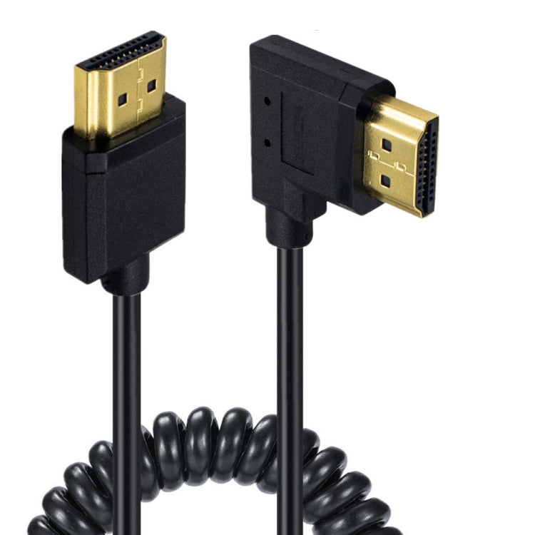 JUNSUNMAY 4K 60Hz HDMI Male to Male HDMI 2.0V Elbow Head Spring Cable, Length:1.2m(Right) - HoMEdemic™ 