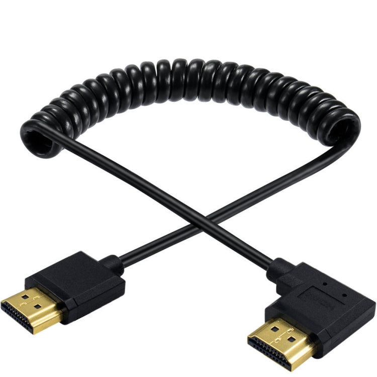 JUNSUNMAY 4K 60Hz HDMI Male to Male HDMI 2.0V Elbow Head Spring Cable, Length:1.2m(Left) - HoMEdemic™ 