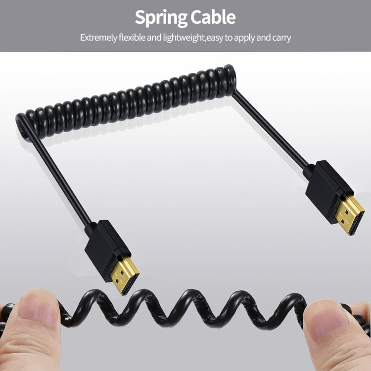 JUNSUNMAY 4K 60Hz HDMI Male to Male HDMI 2.0V Elbow Head Spring Cable, Length:1.2m(Left) - HoMEdemic™ 