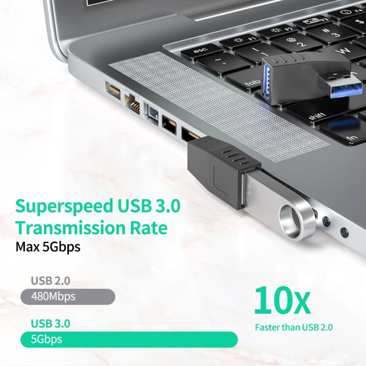 ENKAY USB 3.0 Adapter 90 Degree Angle Male to Female Combo Coupler Extender Connector, Angle:Horizontal Right - HoMEdemic™ 