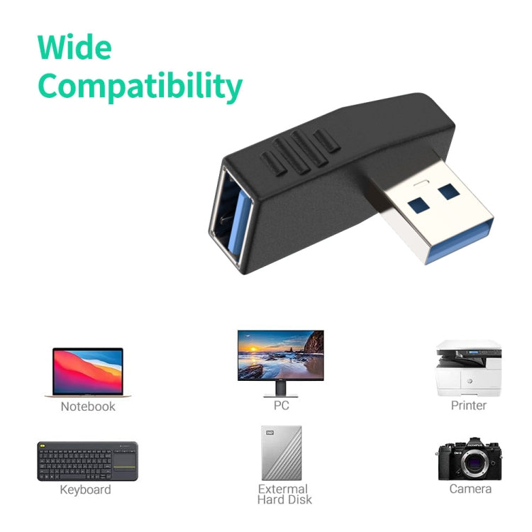 ENKAY USB 3.0 Adapter 90 Degree Angle Male to Female Combo Coupler Extender Connector, Angle:Horizontal Right - HoMEdemic™ 