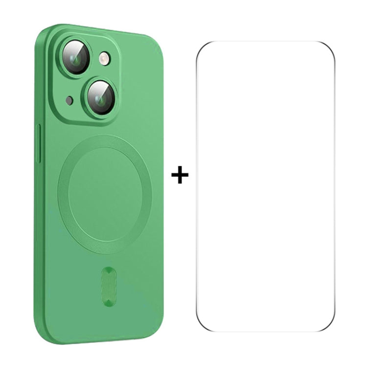 For iPhone 15 Plus ENKAY MagSafe Matte TPU Phone Case with Lens Film & Screen Glass Film(Green) - HoMEdemic™ 