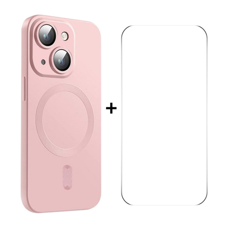For iPhone 15 ENKAY MagSafe Matte TPU Phone Case with Lens Film & Screen Glass Film(Pink) - HoMEdemic™ 