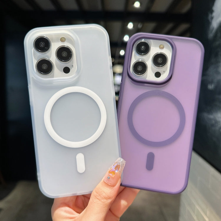 For iPhone 15 Pro Transparent TPU Hybrid PC Magsafe Phone Case(Purple) - HoMEdemic™ 