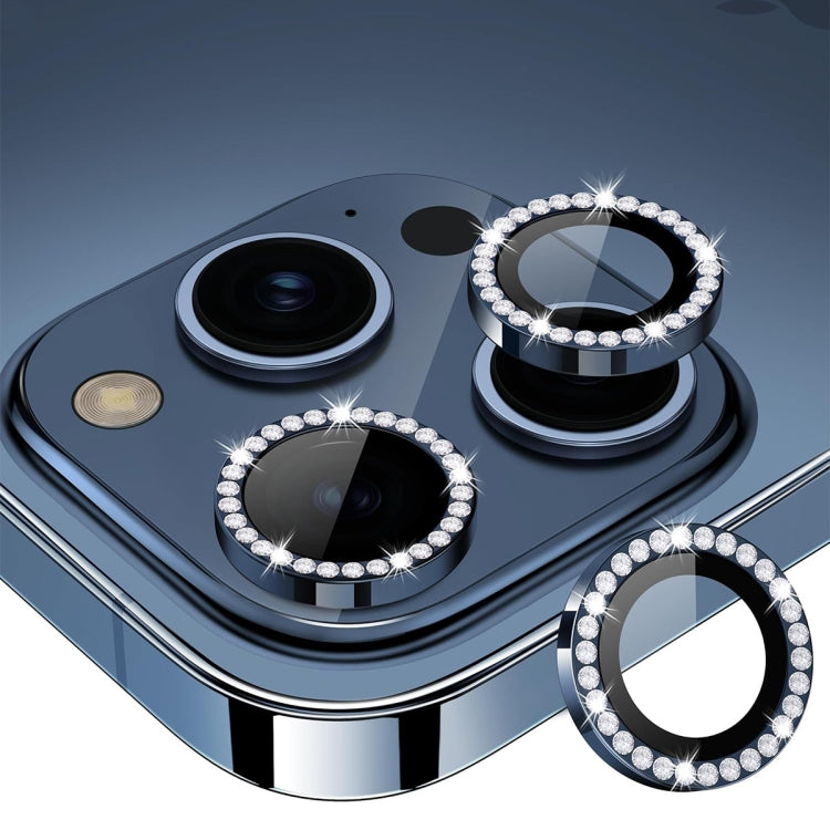 For iPhone 15 Pro / 15 Pro Max ENKAY AR Anti-reflection Individual Diamond Ring Camera Lens Glass Full Film(Deep Blue) - HoMEdemic™ 