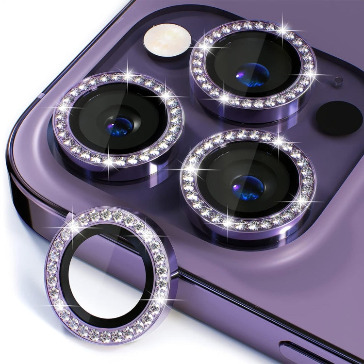 For iPhone 15 Pro / 15 Pro Max ENKAY AR Anti-reflection Individual Diamond Ring Camera Lens Glass Full Film(Deep Purple) - HoMEdemic™ 