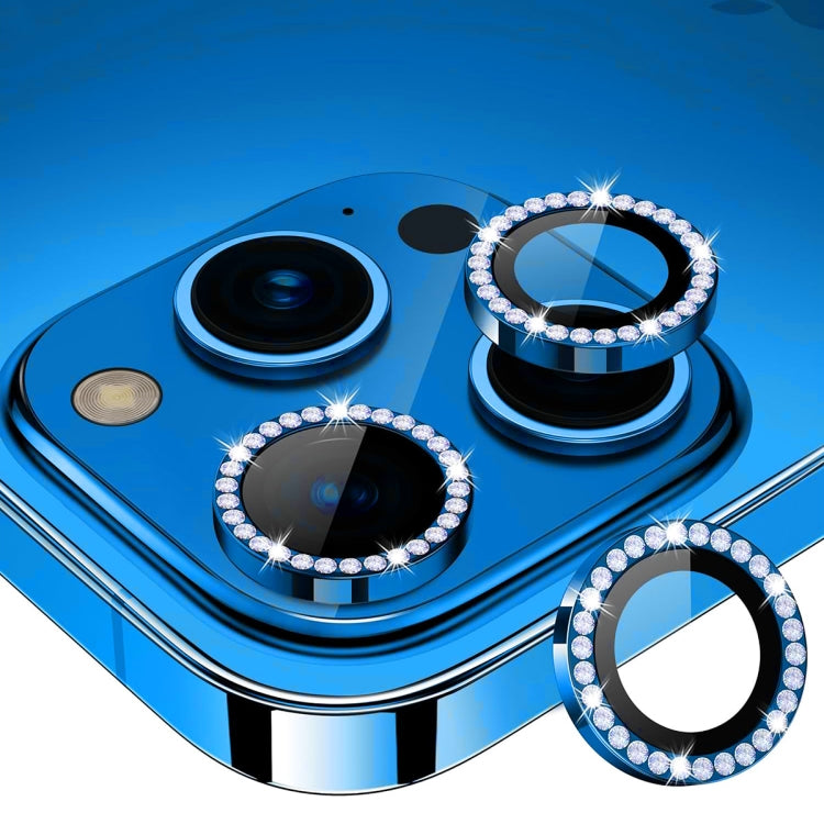 For iPhone 15 Pro / 15 Pro Max ENKAY AR Anti-reflection Individual Diamond Ring Camera Lens Glass Full Film(Sea Blue) - HoMEdemic™ 