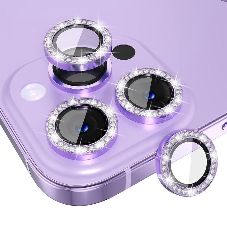 For iPhone 15 Pro / 15 Pro Max ENKAY AR Anti-reflection Individual Diamond Ring Camera Lens Glass Full Film(Light Purple) - HoMEdemic™ 