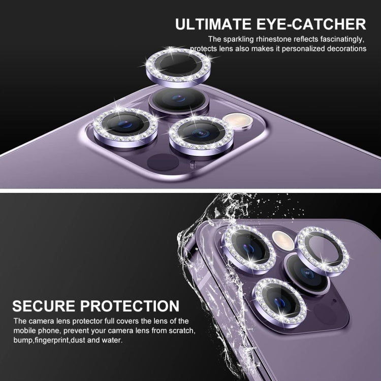 For iPhone 15 Pro / 15 Pro Max ENKAY AR Anti-reflection Individual Diamond Ring Camera Lens Glass Full Film(Deep Purple) - HoMEdemic™ 
