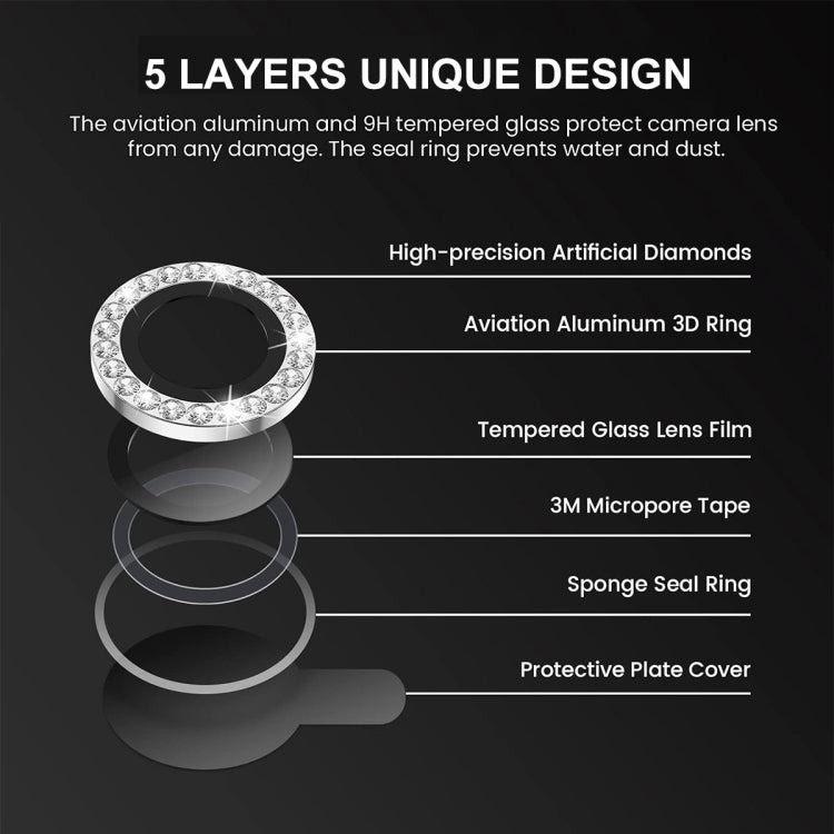 For iPhone 15 Pro / 15 Pro Max ENKAY AR Anti-reflection Individual Diamond Ring Camera Lens Glass Full Film(Deep Purple) - HoMEdemic™ 