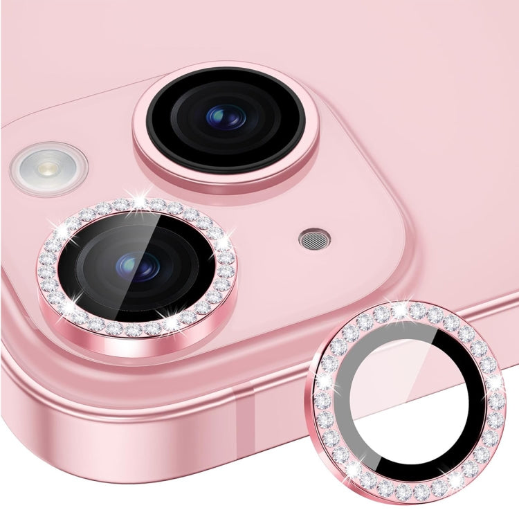 For iPhone 15 / 15 Plus ENKAY AR Anti-reflection Individual Diamond Ring Camera Lens Glass Full Film(Pink) - HoMEdemic™ 