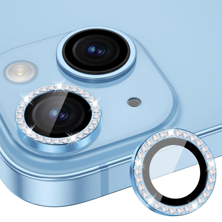 For iPhone 15 / 15 Plus ENKAY AR Anti-reflection Individual Diamond Ring Camera Lens Glass Full Film(Sierra Blue) - HoMEdemic™ 