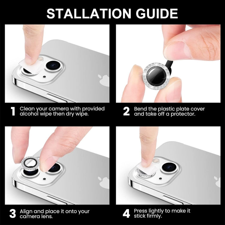 For iPhone 15 / 15 Plus ENKAY AR Anti-reflection Individual Diamond Ring Camera Lens Glass Full Film(Black) - HoMEdemic™ 