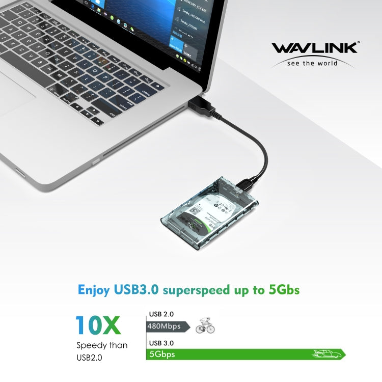WAVLINK ST239 USB3.0 Transparent SATA External Solid-state SSD 2.5-inch Mobile Hard Disk Case - HoMEdemic™ 