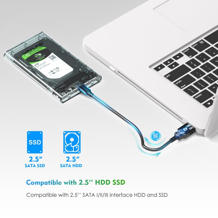 WAVLINK ST239 USB3.0 Transparent SATA External Solid-state SSD 2.5-inch Mobile Hard Disk Case - HoMEdemic™ 