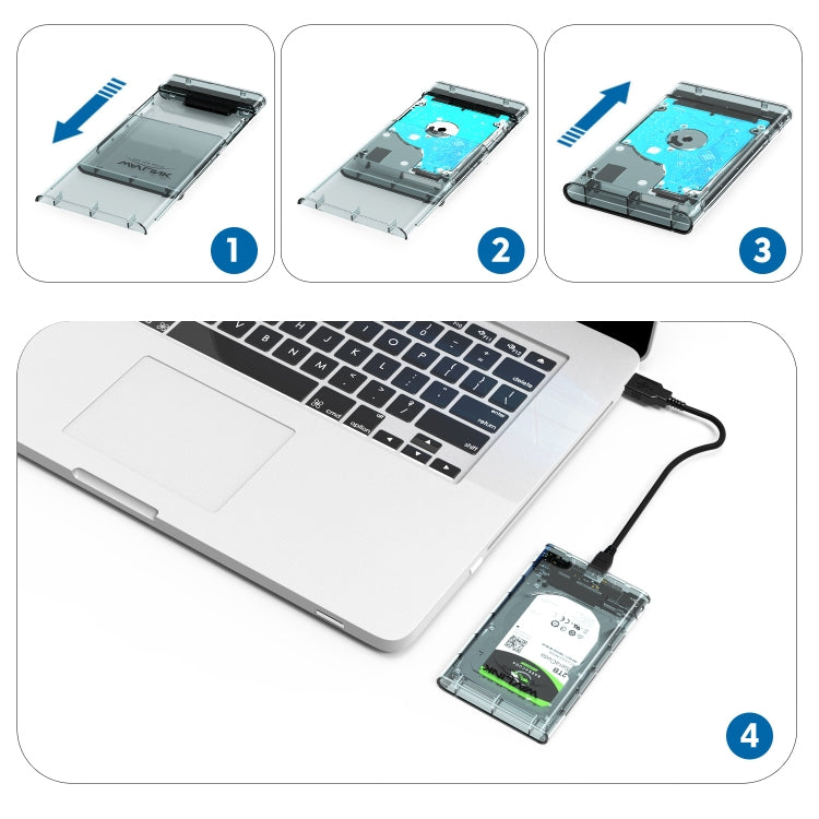 WAVLINK ST239 USB3.0 Transparent SATA External Solid-state SSD 2.5-inch Mobile Hard Disk Case - HoMEdemic™ 