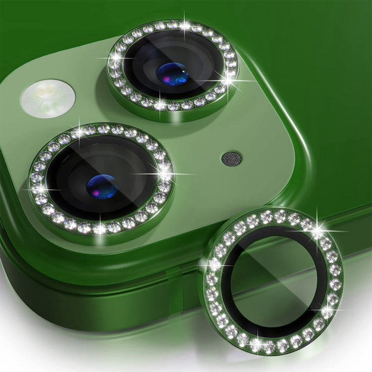 For iPhone 13 / 13 mini ENKAY AR Anti-reflection Individual Diamond Ring Camera Lens Glass Full Film(Deep Green) - HoMEdemic™ 