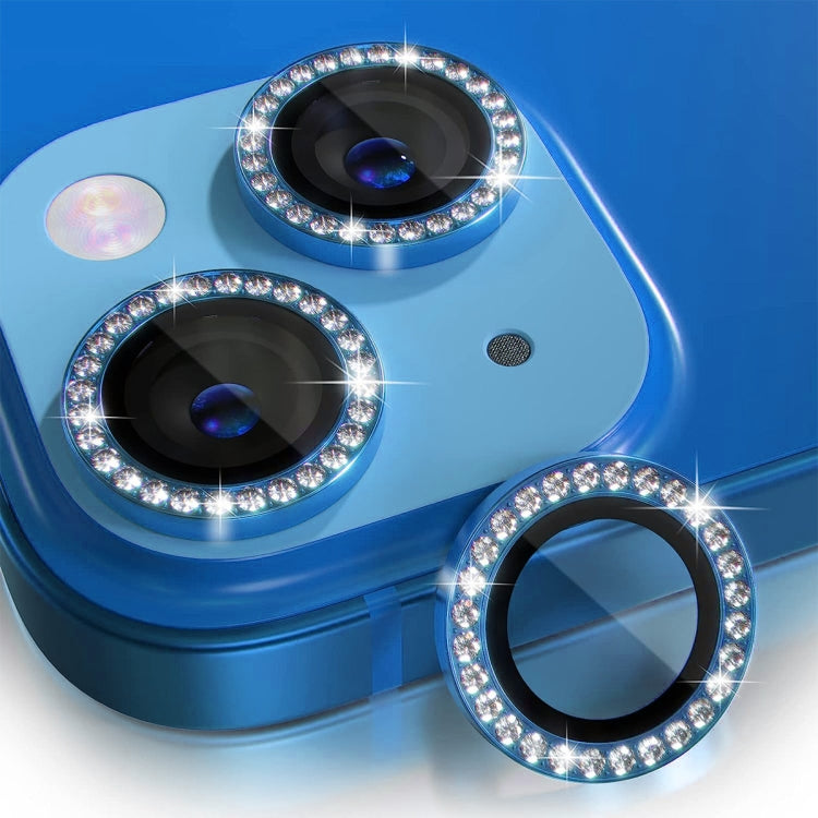 For iPhone 13 / 13 mini ENKAY AR Anti-reflection Individual Diamond Ring Camera Lens Glass Full Film(Sea Blue) - HoMEdemic™ 