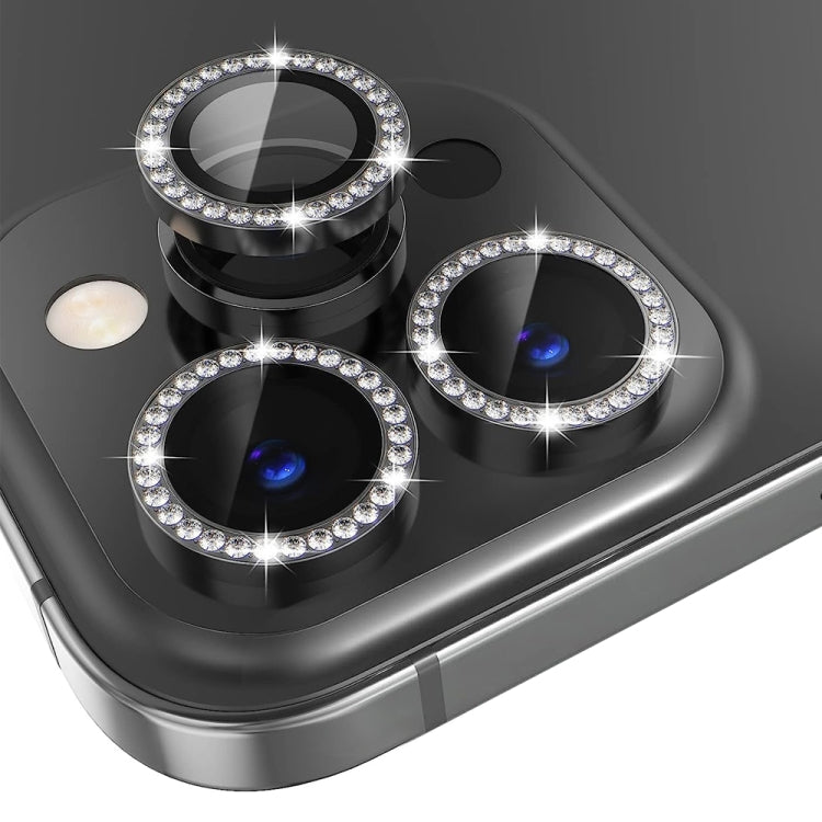For iPhone 15 Pro / 15 Pro Max NORTHJO Camera Lens Protector Tempered Glass Metal Rhinestone Ring Film(Graphite) - HoMEdemic™ 
