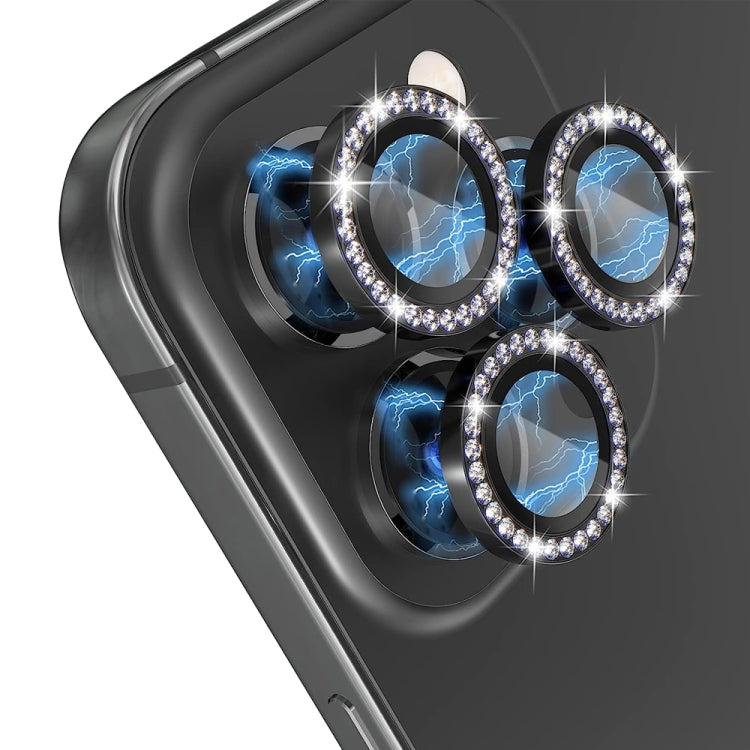 For iPhone 15 Pro / 15 Pro Max NORTHJO Camera Lens Protector Tempered Glass Metal Rhinestone Ring Film(Graphite) - HoMEdemic™ 