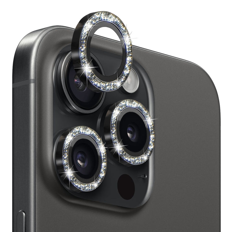 For iPhone 15 Pro / 15 Pro Max NORTHJO Camera Lens Protector Tempered Glass Bling Glitter Metal Ring Film(Black) - HoMEdemic™ 