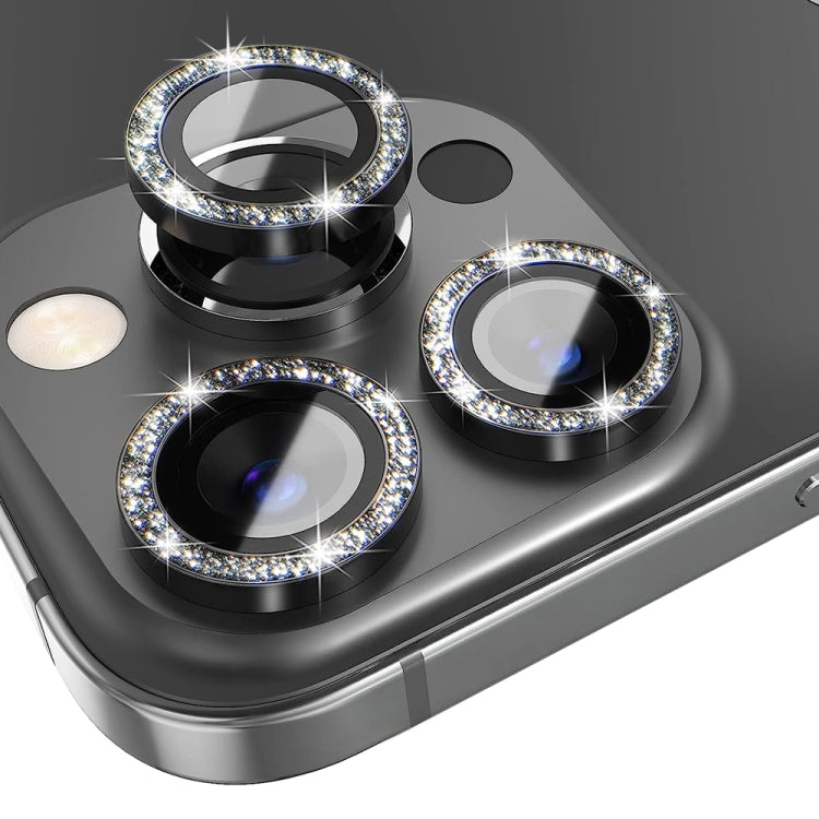 For iPhone 15 Pro / 15 Pro Max NORTHJO Camera Lens Protector Tempered Glass Bling Glitter Metal Ring Film(Black) - HoMEdemic™ 