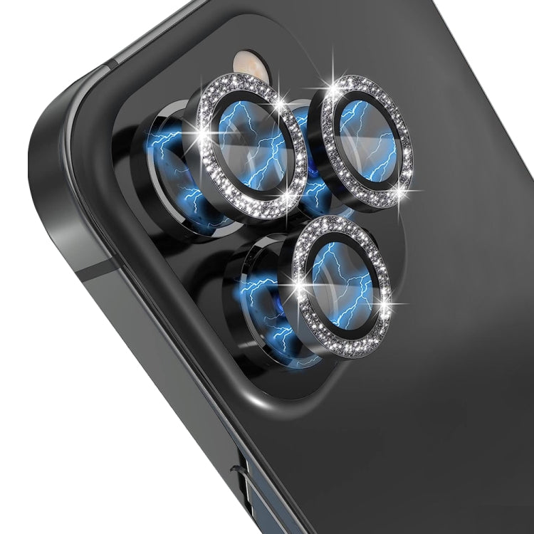 For iPhone 15 Pro / 15 Pro Max NORTHJO Camera Lens Protector Tempered Glass Bling Glitter Metal Ring Film(Black) - HoMEdemic™ 