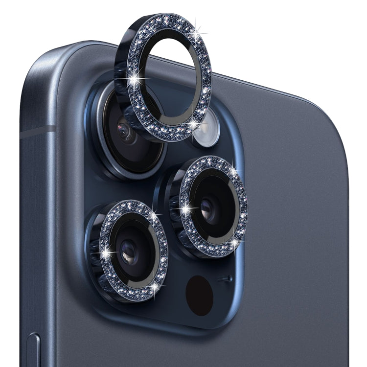 For iPhone 15 Pro / 15 Pro Max NORTHJO Camera Lens Protector Tempered Glass Bling Glitter Metal Ring Film(Blue) - HoMEdemic™ 