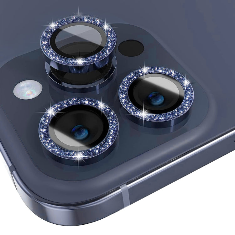 For iPhone 15 Pro / 15 Pro Max NORTHJO Camera Lens Protector Tempered Glass Bling Glitter Metal Ring Film(Blue) - HoMEdemic™ 