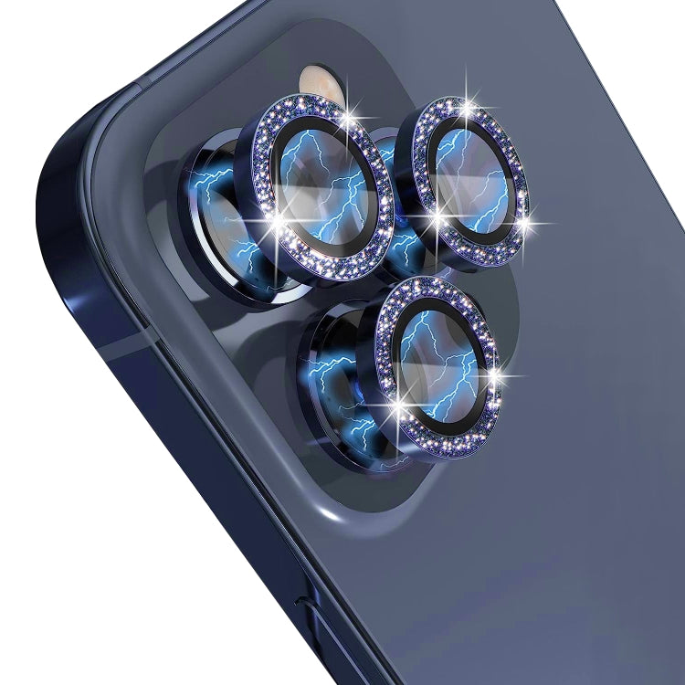 For iPhone 15 Pro / 15 Pro Max NORTHJO Camera Lens Protector Tempered Glass Bling Glitter Metal Ring Film(Blue) - HoMEdemic™ 