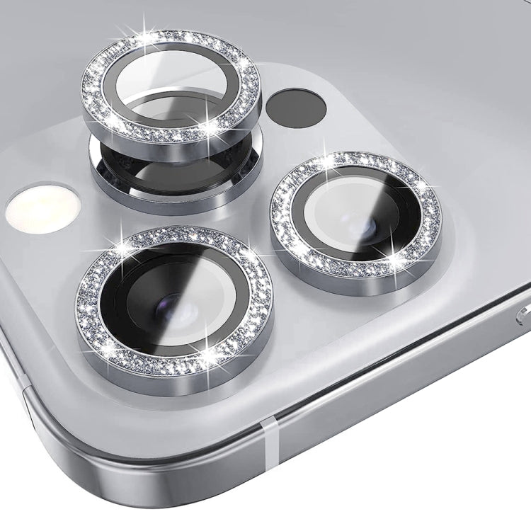 For iPhone 15 Pro / 15 Pro Max NORTHJO Camera Lens Protector Tempered Glass Bling Glitter Metal Ring Film(Gray) - HoMEdemic™ 