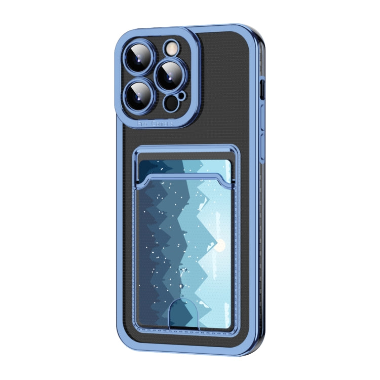For iPhone 15 Pro Max Electroplating Frame Card Slot Phone Case(Blue) - HoMEdemic™ 