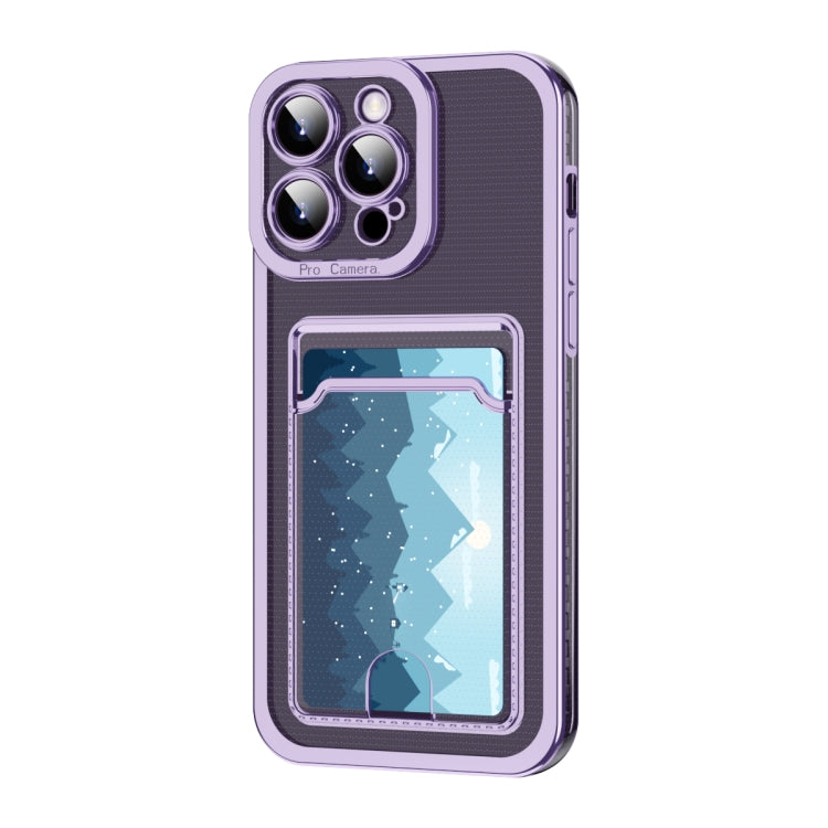 For iPhone 15 Pro Max Electroplating Frame Card Slot Phone Case(Purple) - HoMEdemic™ 