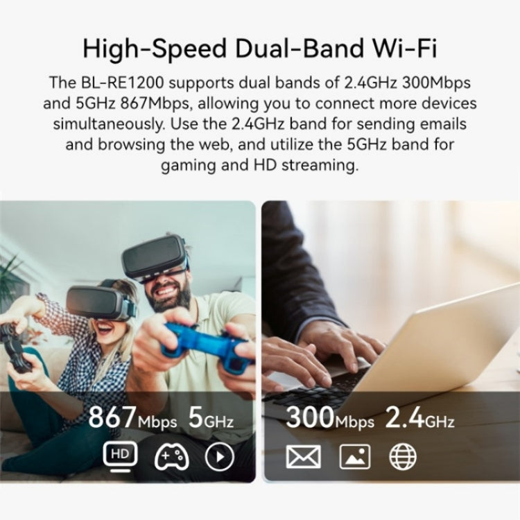 LB-LINK RE1200 1200M Dual Band WiFi Signal Amplifier Booster Wireless Repeater Extender - HoMEdemic™ 