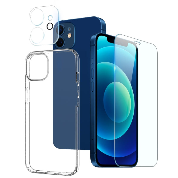 For iPhone 12 mini NORTHJO 3 in 1 TPU Phone Case with Screen Film and Lens Film(Clear) - HoMEdemic™ 