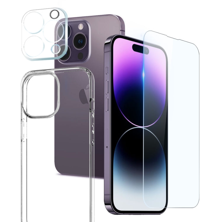 For iPhone 14 Pro NORTHJO 3 in 1 TPU Phone Case with Screen Film and Lens Film(Clear) - HoMEdemic™ 
